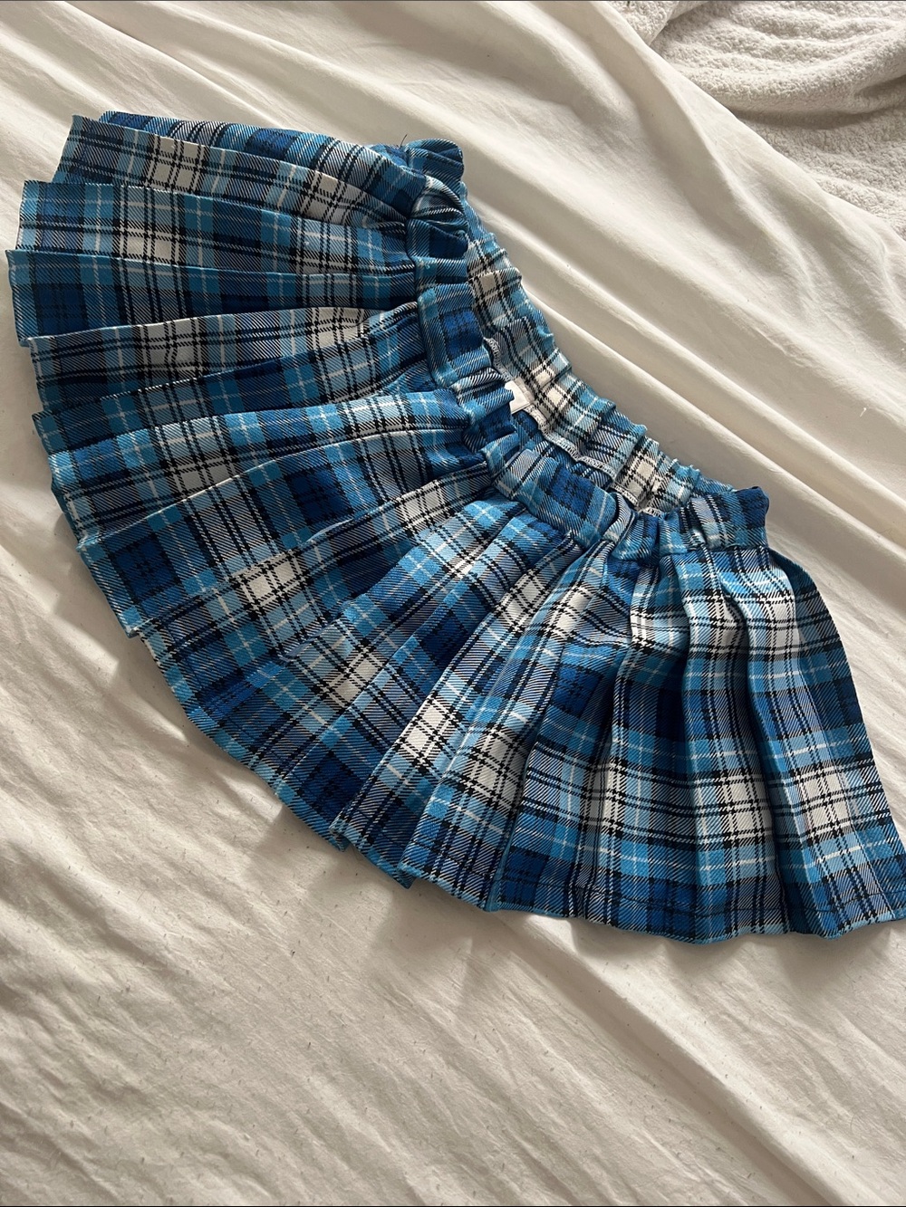 BLUE-PLEATED WOMENS MINI SHORT SKIRT